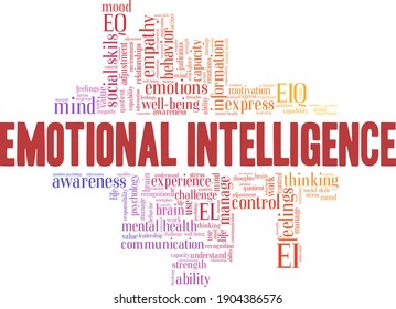 Emotional intelligence vector illustration word cloud isolated on a white background.