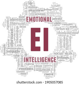 Emotional intelligence vector illustration word cloud isolated on a white background.