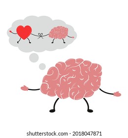 Emotional Intelligence vector illustrations. Balance between soul and intellect. Conflict between emotions and rational thinking. 