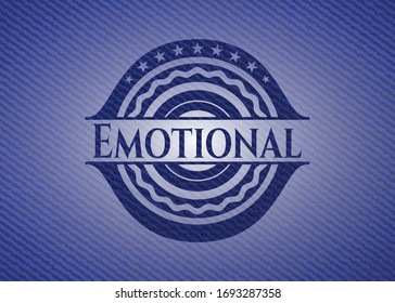 Emotional jean or denim emblem or badge background. Vector Illustration. Detailed.