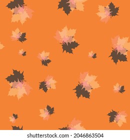 Emotional leaves on an orange background like autumn in New York. A beautiful foliage.