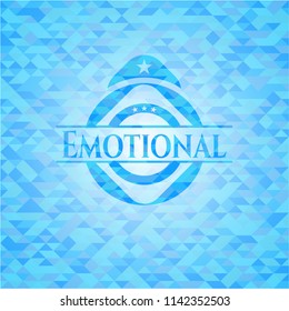 Emotional light blue emblem with mosaic background