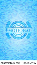 Emotional light blue emblem with mosaic background