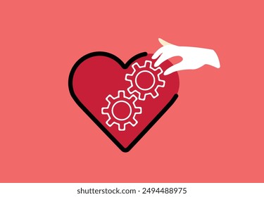 Emotional manipulation, controlling heart illustration	