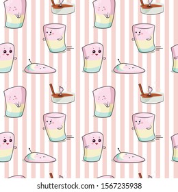 emotional marshmallows on a striped background. Cute pattern. vector illustration