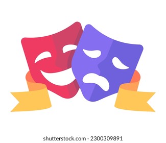 emotional mask Showing drama and comedy movies. Psychological status of patients with bipolar disorder