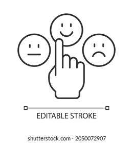 Lineares Symbol für die emotionale Reife. Fähigkeit, Emotionen zu kontrollieren, zu steuern. Vertrauen, Verantwortung. Dünne, anpassbare Illustration. Contour-Symbol. Vektor-einzelne Rahmenzeichnung. Bearbeitbarer Hub