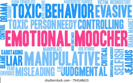 Emotional Moocher Word Cloud On A White Background. 