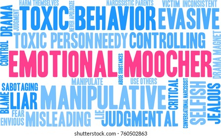 Emotional Moocher Word Cloud On A White Background. 