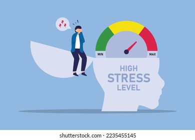 Emotional Overload and Mental Exhaustion 2d vector illustration concept for banner, website, illustration, landing page, flyer, etc
