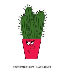 Emotional pot with cactus. Favorite indoor plants.