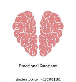 Emotional Quotient and Intelligence. Icon and logo.  Heart and Brain concept.  Conflict between emotions and rational thinking. Balance between soul and intellect. Vector illustration.