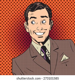 Emotional reaction men pop art comics retro style Halftone. Imitation of old illustrations