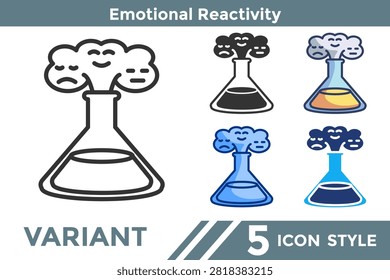 Emotional Reactivity icon for representing rapid emotional response systems, heightened emotional sensitivity, and affective reaction concepts. Line, Filled, Color, Dualtone style.
