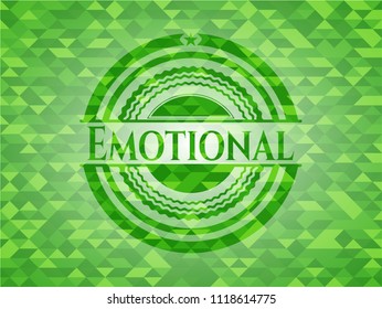 Emotional realistic green mosaic emblem