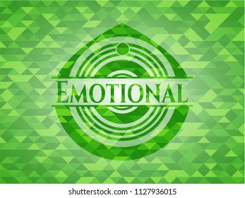 Emotional realistic green mosaic emblem