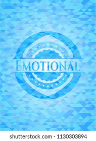 Emotional realistic sky blue mosaic emblem