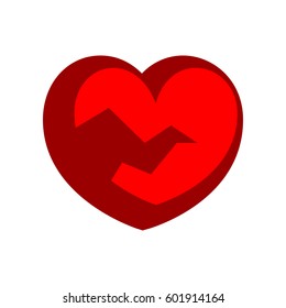 Emotional red broken heart. Vector illustration smile icon. Face emoji red icon. Smile cute funny emotion face isolated background. Feelings, expression for message, sms.
