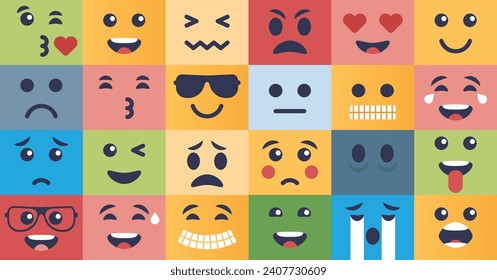 Emotional regulation with various facial expressions in outline collection. Feelings management and all psychological spectrum of non verbal communication and mental intelligence vector illustration.