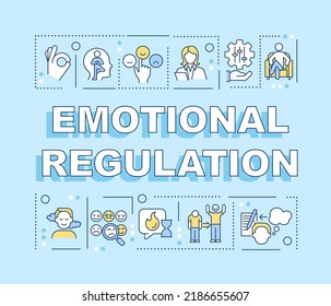 Emotional regulation word concepts turquoise banner. Mental health. Infographics with editable icons on color background. Isolated typography. Vector illustration with text. Arial-Black font used