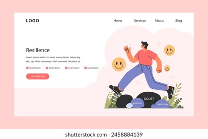 Emotional resilience web banner or landing page. Emotion balance and regulation skill. EQ development. Understanding of emotions. Self-regulation and awareness. Flat vector illustration