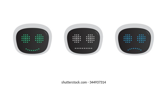 Emotional Robot Head - Smile, Neutral, Sad - Isolated Illustration