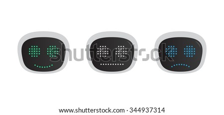 Emotional Robot Head - Smile, Neutral, Sad - Isolated Illustration