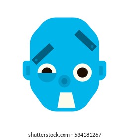 Emotional scared robot head in cartoon style. robot awesome