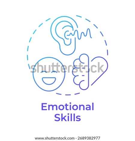 Emotional skills blue gradient concept icon. Recognize, understand, express feelings. Life competencies. Round shape line illustration. Abstract idea. Graphic design. Easy to use in article
