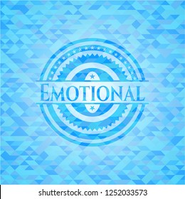 Emotional sky blue emblem with mosaic ecological style background