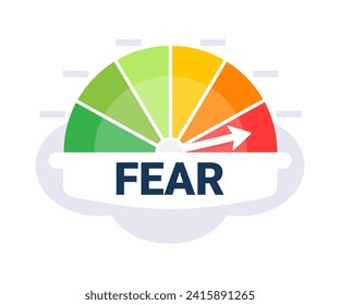 Emotional Spectrum Analysis Gauge Vector Illustration Indicating High Levels of Fear