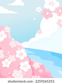 Emotional spring scenery Background illustration
