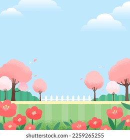 Emotional spring scenery Background illustration
