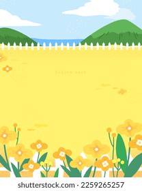 Emotional spring scenery Background illustration
