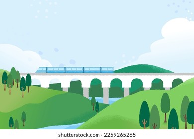 Emotional spring scenery Background illustration
