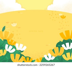 Emotional spring scenery Background illustration
