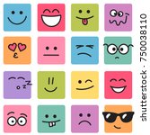 Emotional square colorful faces