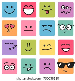 Emotional square colorful faces