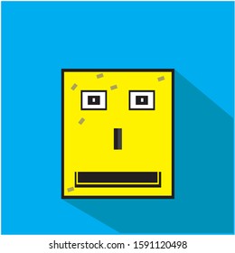 Emotional square colorful faces icon