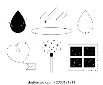 Emotional starlight line illustration set