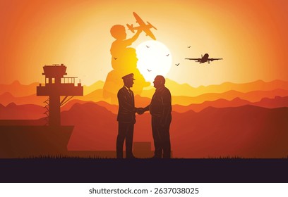 Emotional sunset silhouette showing a young boy’s dream of flight evolving into his career as a pilot. A tribute to fatherhood, belief, and achievement.