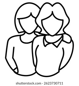 Ícone de Apoio Emocional representado por menina apoiando seu amigo estilo Linha.