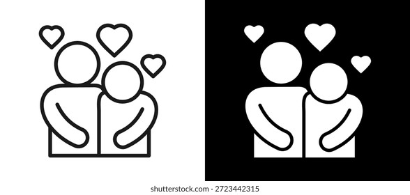 Icono de Asistencia emocional Ilustración vectorial negro blanco