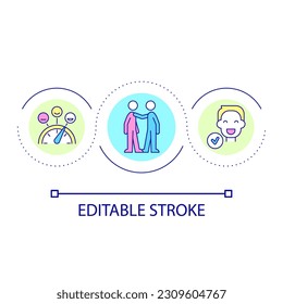 Emotional support loop concept icon. Mental health improvement. Friendly communication abstract idea thin line illustration. Isolated outline drawing. Editable stroke. Arial font used