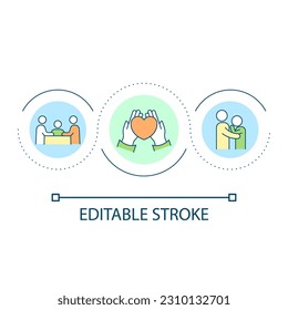 Emotional support loop concept icon. Psychotherapy for patients. Acceptance of problem abstract idea thin line illustration. Isolated outline drawing. Editable stroke. Arial font used