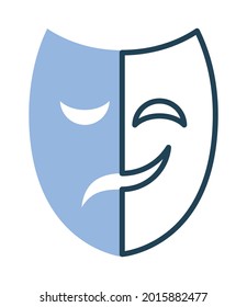 emotional symbol, theater mask icon on white background