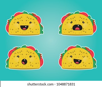 Emotional Tacos vector art with different expressions