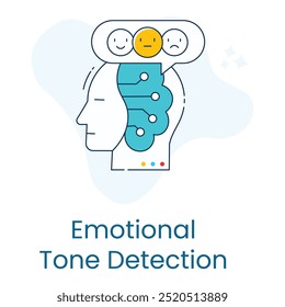 Emotionale Ton Erkennung Icon Design. Darstellende Sentimentanalyse.Emotionale Erkennung.Kundeninteraktion.Emotionale KI. EPS-Symbol.