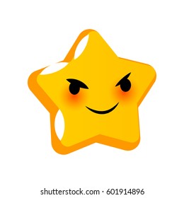 Emotional tricky faces star smiles. Vector illustration smile icon. Face emoji yellow icon. Smile cute funny emotion face isolated background. Feelings, expression for message, sms.