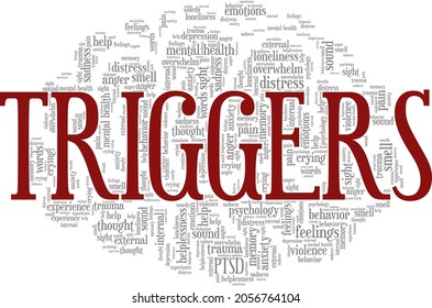 Emotional triggers vector illustration word cloud isolated on white background.